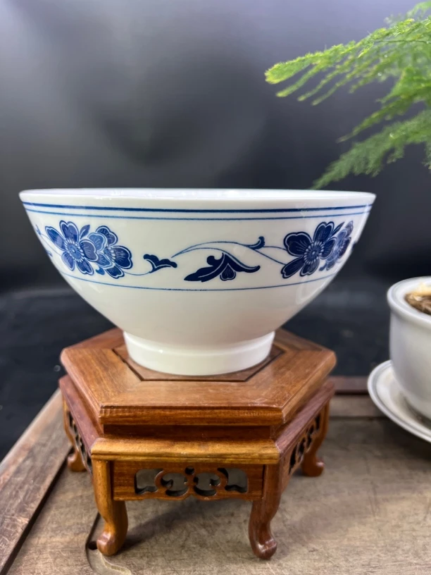 醴陵群力高脚斗笠17.5厘米汤碗，高温家用好瓷