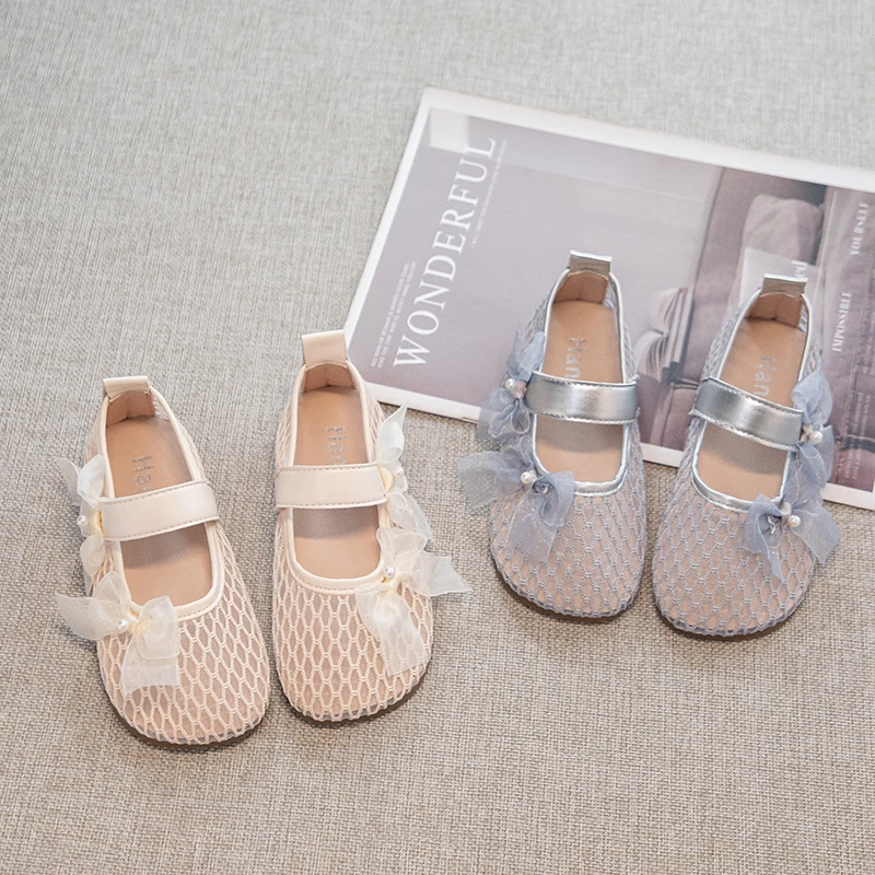女童凉鞋2025夏季新款时尚网纱蝴蝶结韩版公主鞋宝宝防滑奶奶鞋潮