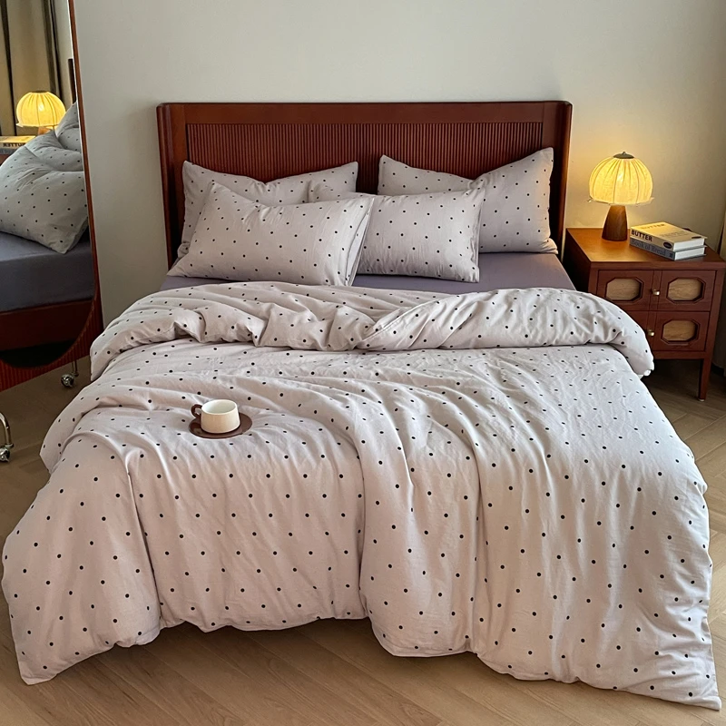 新款全棉A类母婴级抗菌有氧全棉双层纱亲肤全棉小清新印花四件套