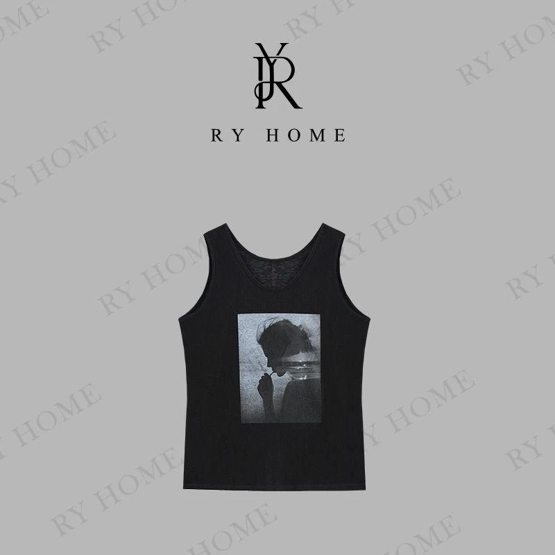 【容雨RYHOME】新款慵懒风人物印花U领吊带背心252BX0101