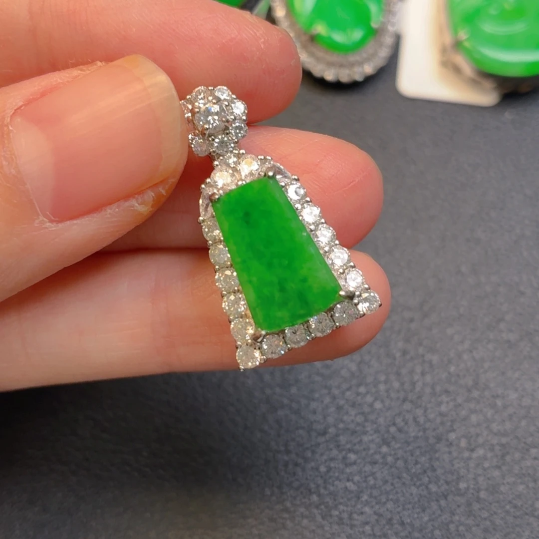 翡翠银S925镶嵌吊坠(不含链)