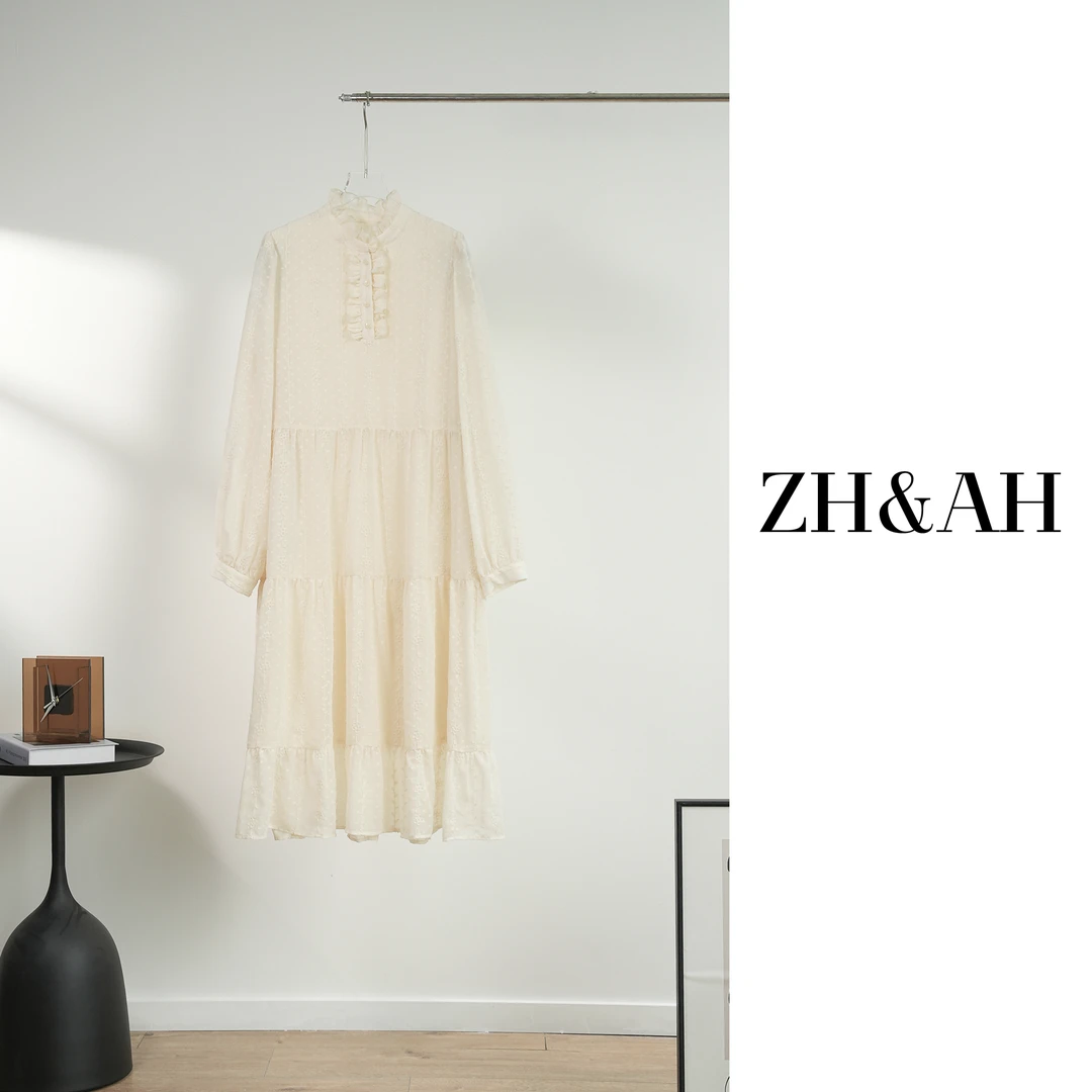 ZH&AH【茉莉】秋季新款时尚气质百搭设计感孕期法式荷叶边蛋糕裙