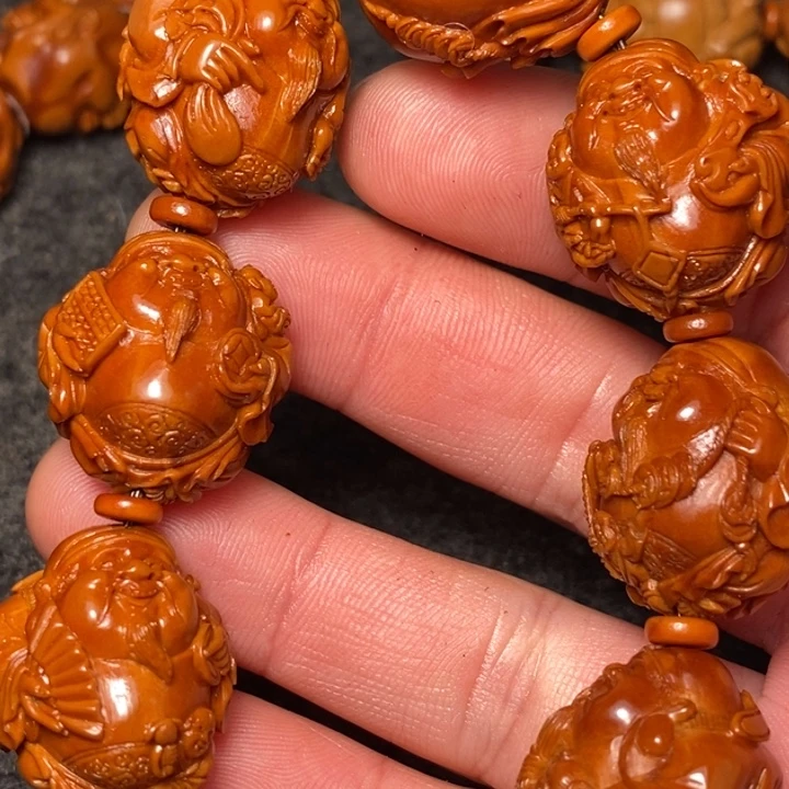 超***伦手串/手链橄榄核纯手工雕刻童子财神