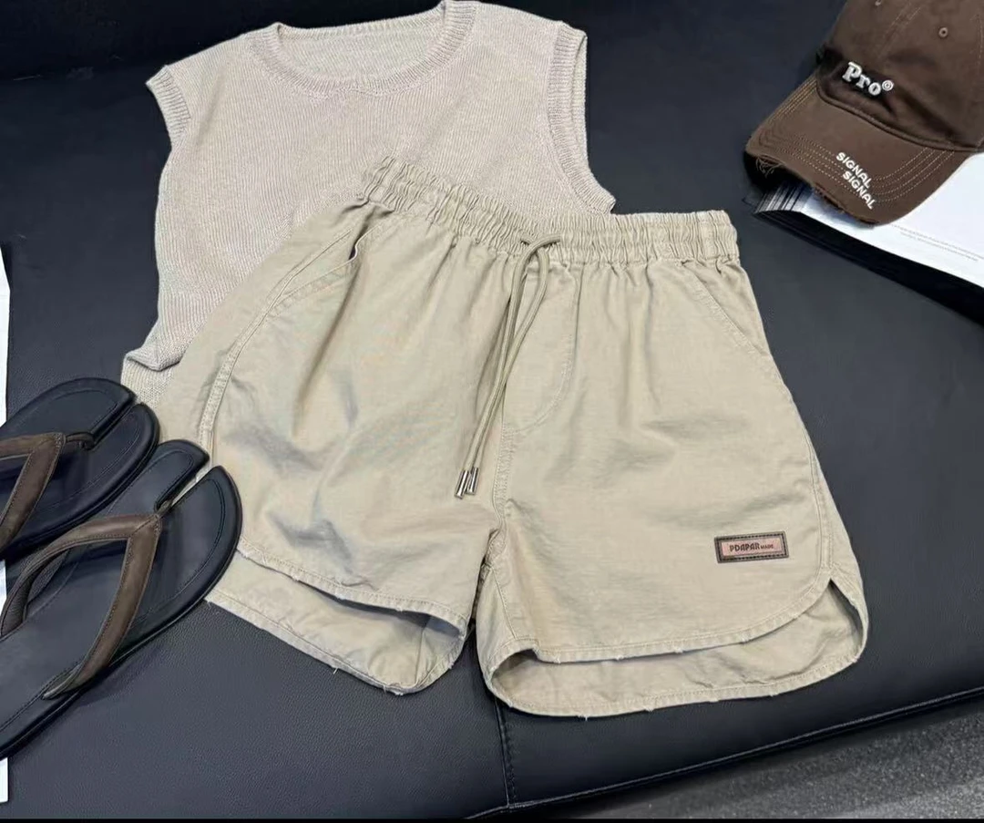 【周炸炸】阔腿百搭ins运动潮流复古个性运动短裤抽绳裤子#256069-B