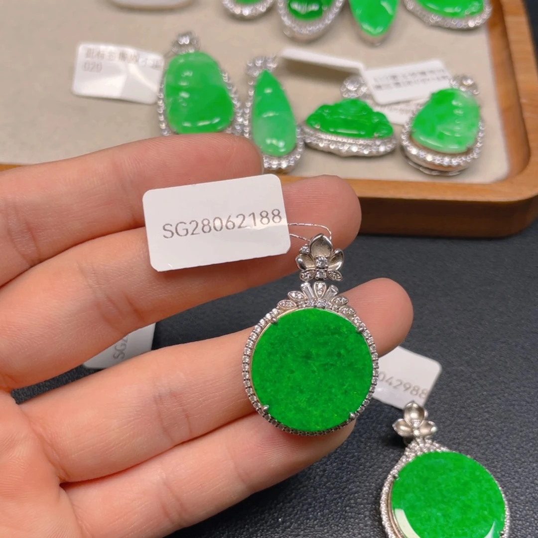 翡翠银S925镶嵌吊坠(不含链)