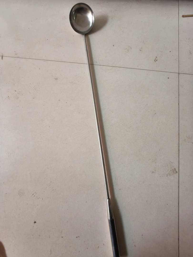 看锅双头冰勺多功能黑色勺子，长度80公分，长柄汤勺圆勺厨具不锈钢