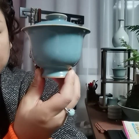 起***吧瓷杯子两才盖碗原矿釉天蓝开片888888888