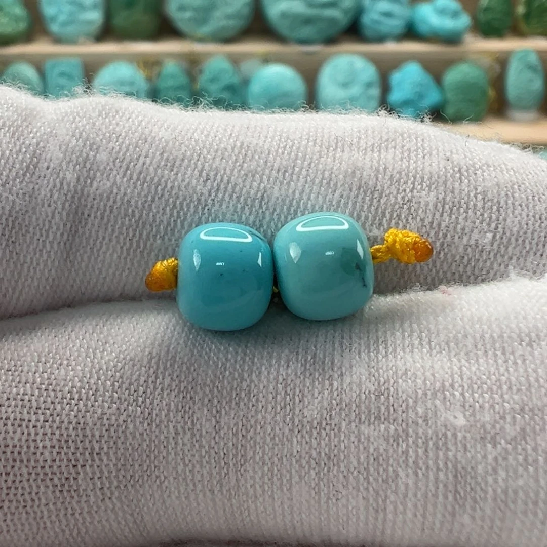 未镶嵌绿松石老型对珠7.3x6.4 mm