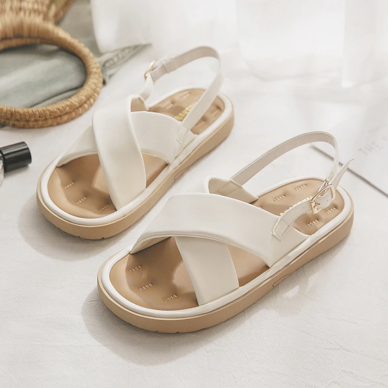 羊皮版~仙女平底百搭不累脚配裙子法式小凉鞋女2025新款夏季外穿