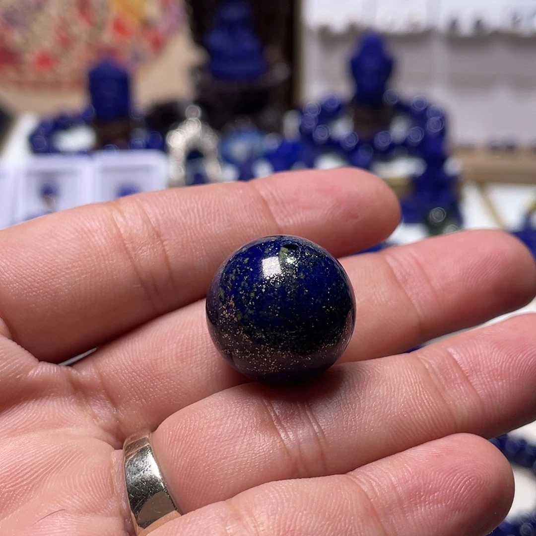 北***子青金石未镶嵌皇家蓝多金19.8mm单珠