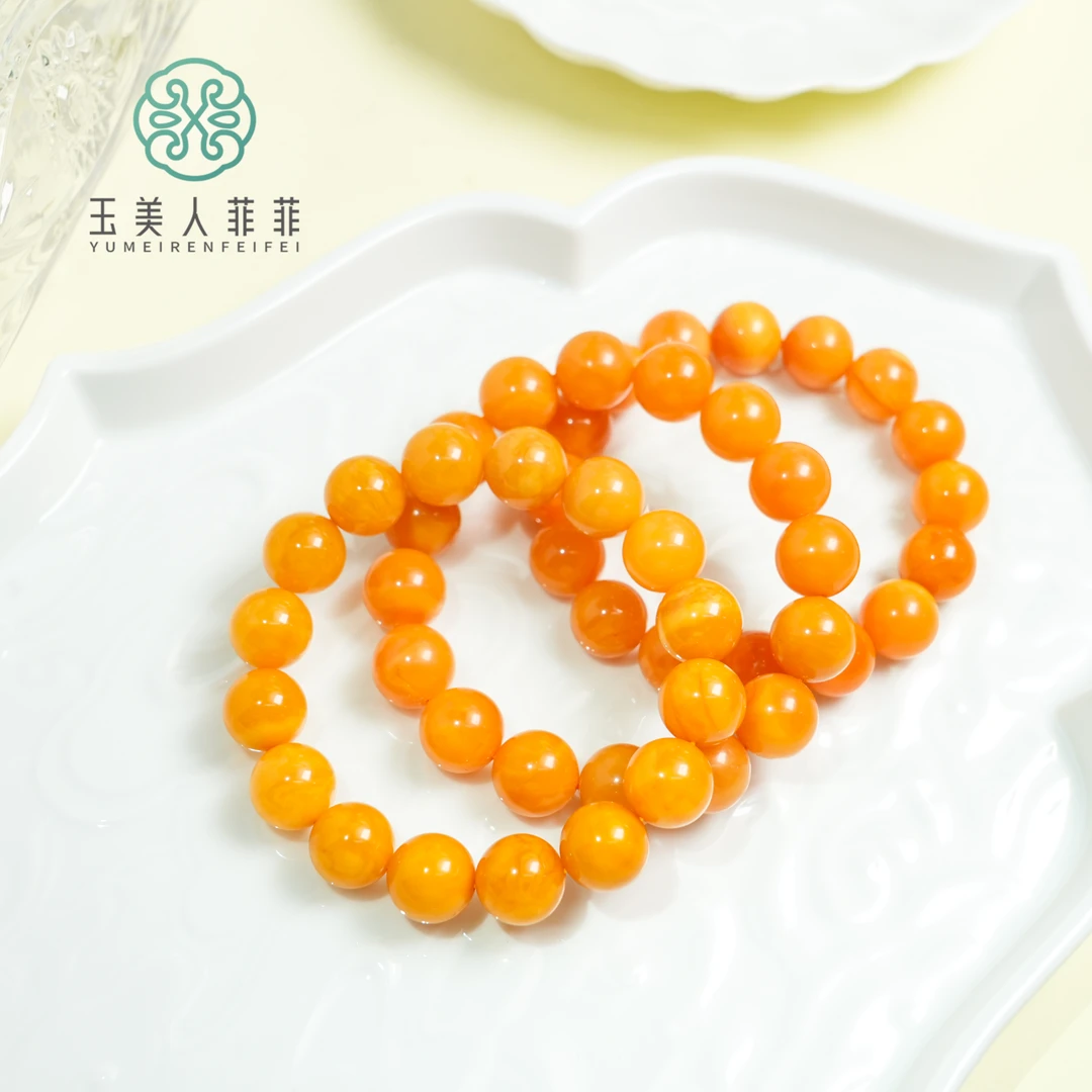 石惑珠宝*蜜蜡圆珠单圈手串约13mm手串/多样性发一