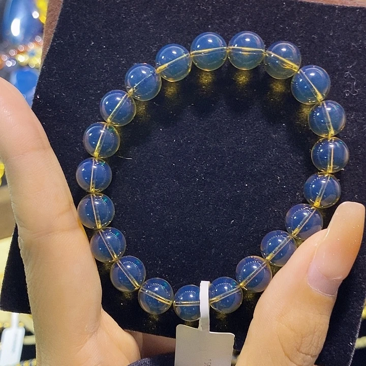 蓝珀未镶嵌珠宝奇石墨西哥蓝珀手串9