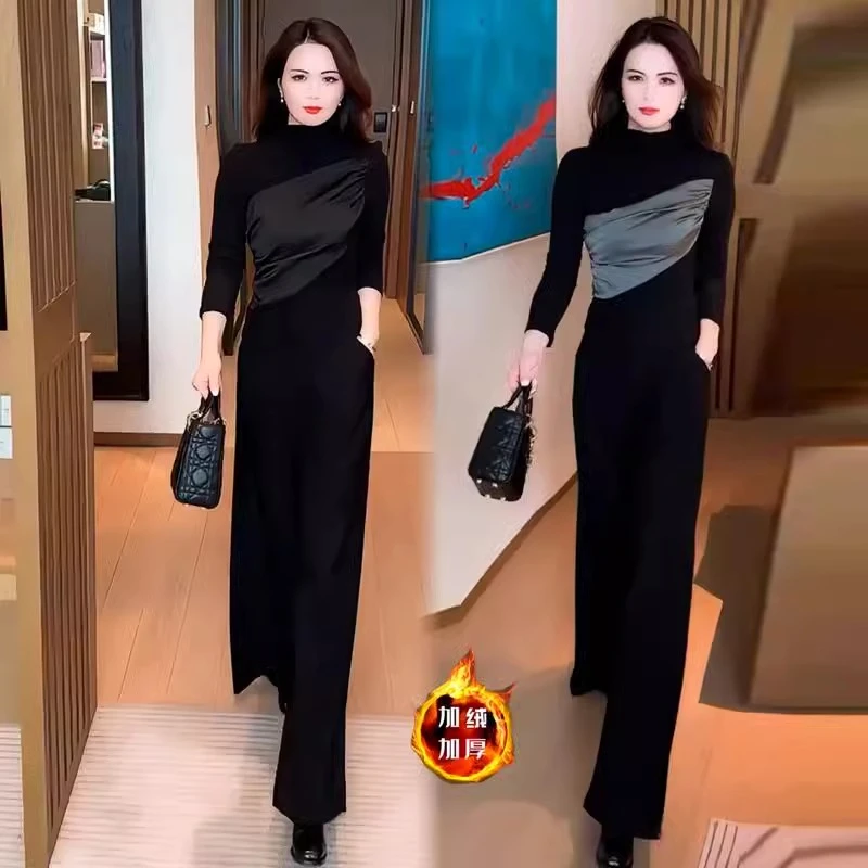 半高领打底衫女加绒加厚2024秋冬新款洋气百搭设计感内搭T恤上衣