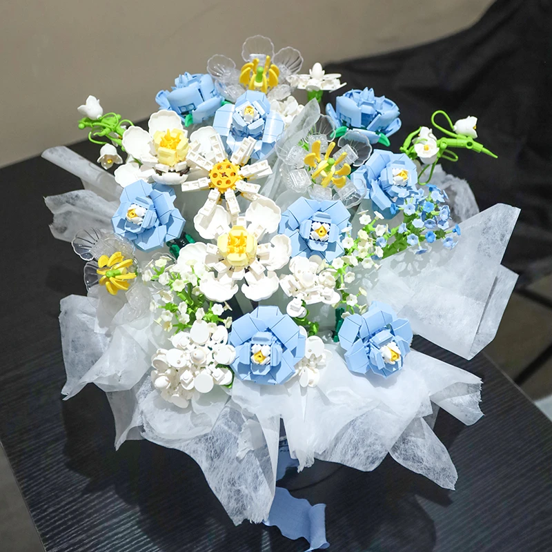 花桶新款感花束情人节永生真花积木玫瑰花女友闺蜜礼物女生高级