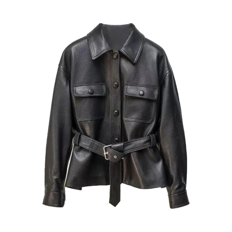 绵羊皮皮衣黑色2025新款时尚明星同款