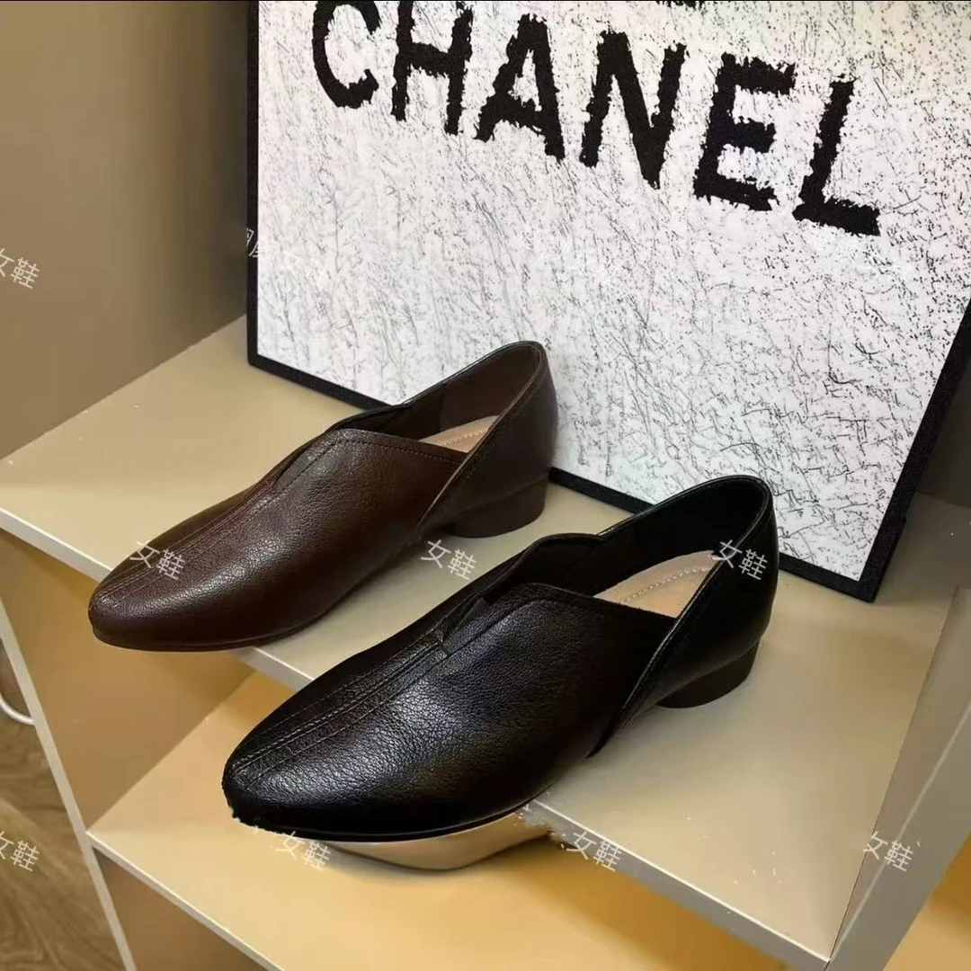 【品牌力荐】法式复古风粗跟单鞋2025春秋季新款一脚蹬舒适女鞋3722