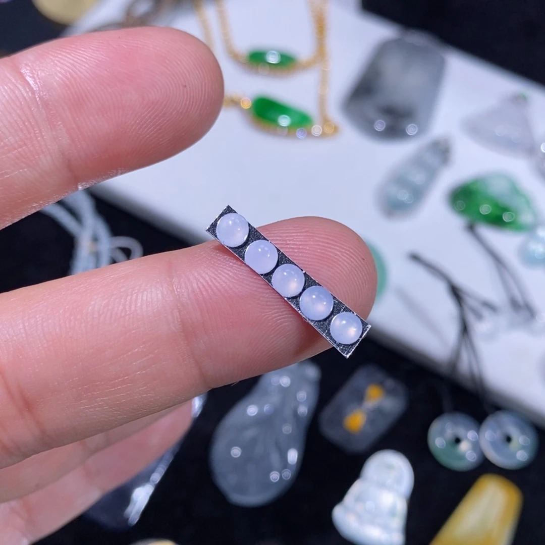 翡翠裸石冰紫蛋面5个