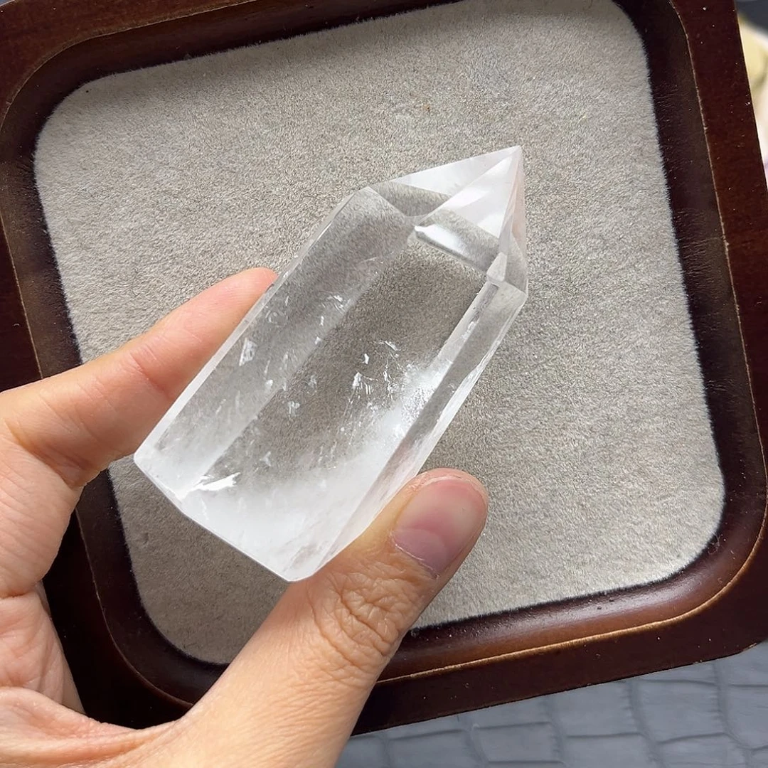 未镶嵌珠宝半成品水晶48白水晶柱带晶中晶