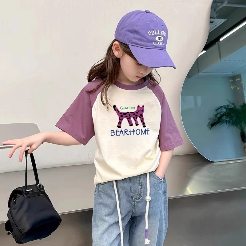 儿童夏季短袖纯棉T恤韩版洋气女童小女孩体恤百搭上衣夏装打底衫