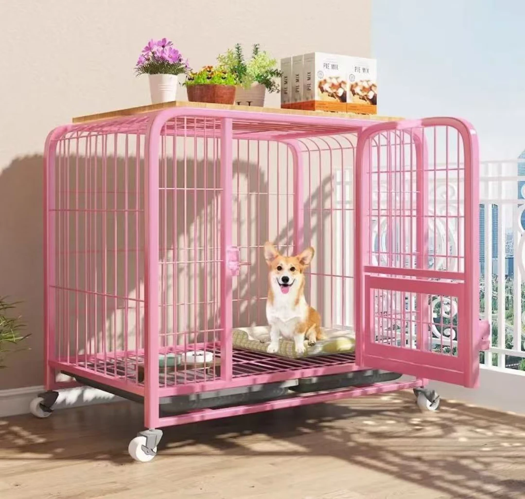 可折叠宠物笼室内家用铁丝中小型犬猫笼带托盘
