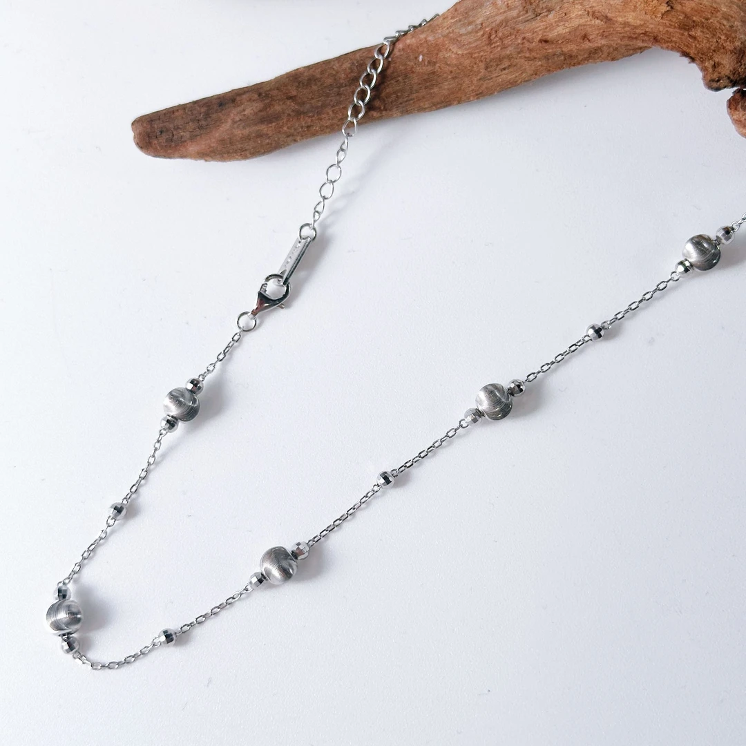 坠链均925银 <梵高星夜>意大利拉丝银珠猫眼项链高级感简约轻奢