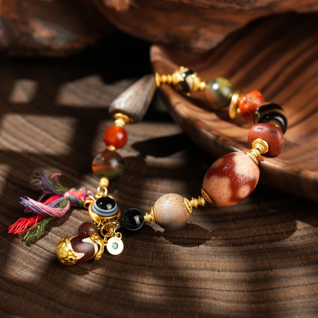 【壹芳珠宝】天然原矿红肉坛城多宝天珠手串