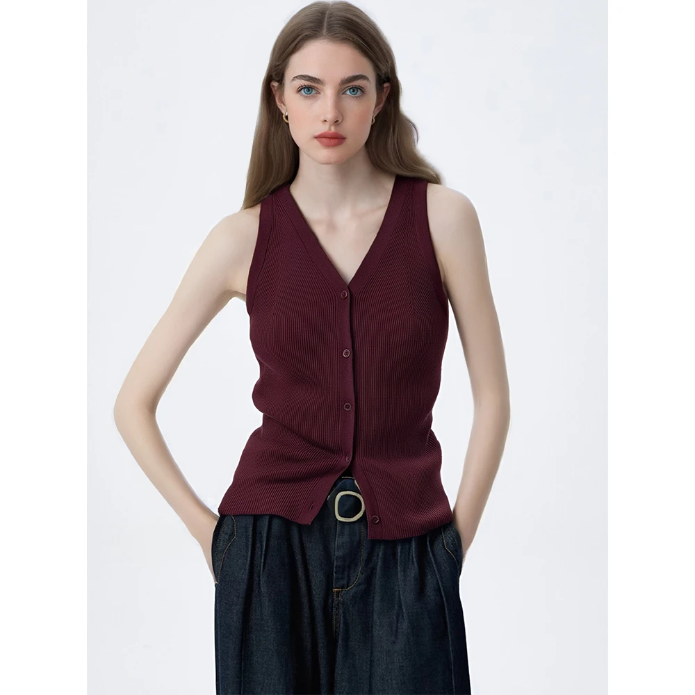 高级感复古修身显瘦针织开衫女夏百搭V领针织开衫马甲无袖背心薄