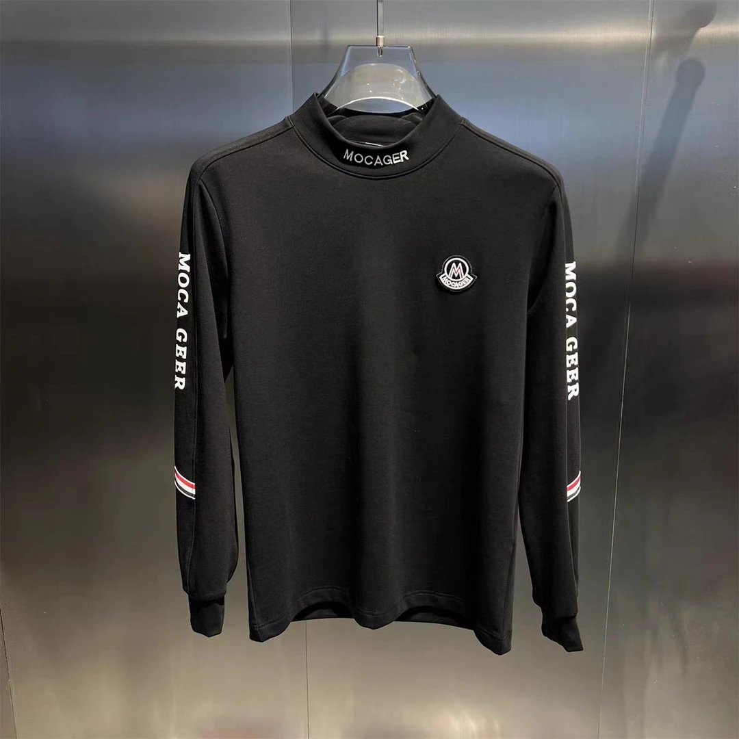 24冬季男士胸前圆形贴标加绒打底衫9822