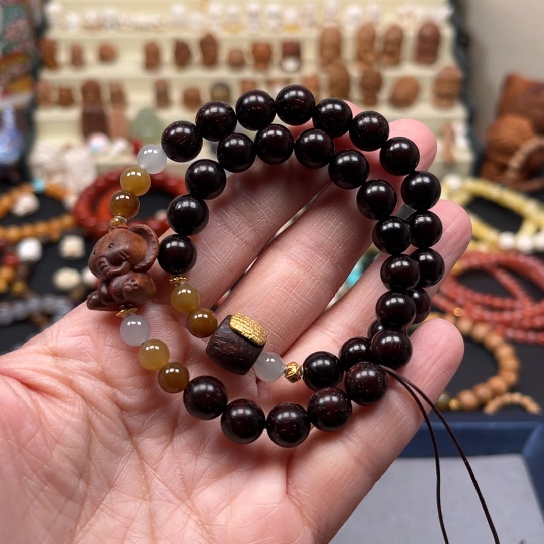 檀香紫檀（小叶紫檀）无事牌(****双圈手串