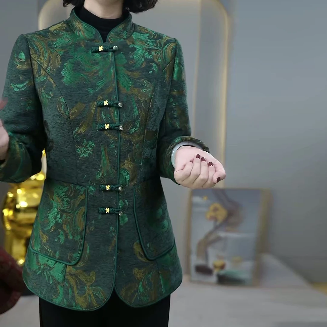 2025秋冬新款洋气时尚优雅国风休闲修身显瘦加厚保暖气质棉衣外套