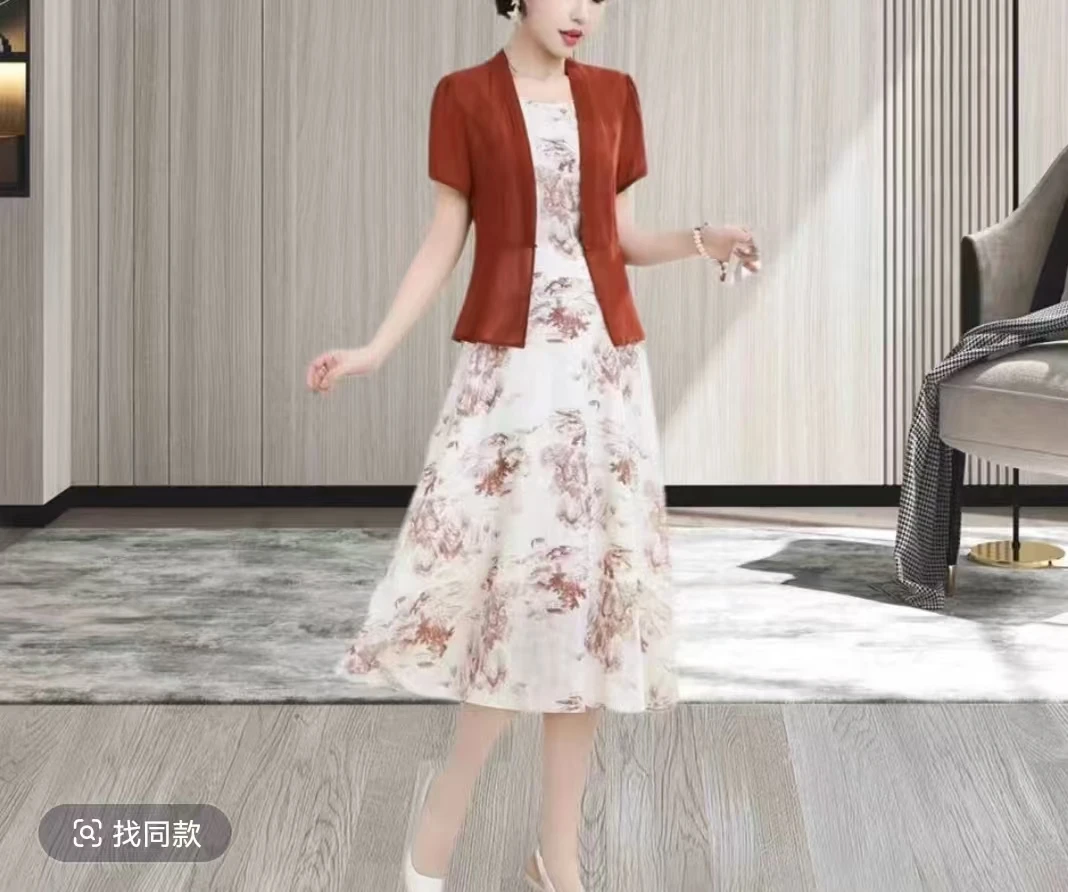 T562  时尚夏季百搭套装显瘦气质洋气时尚休闲国风减龄两件套