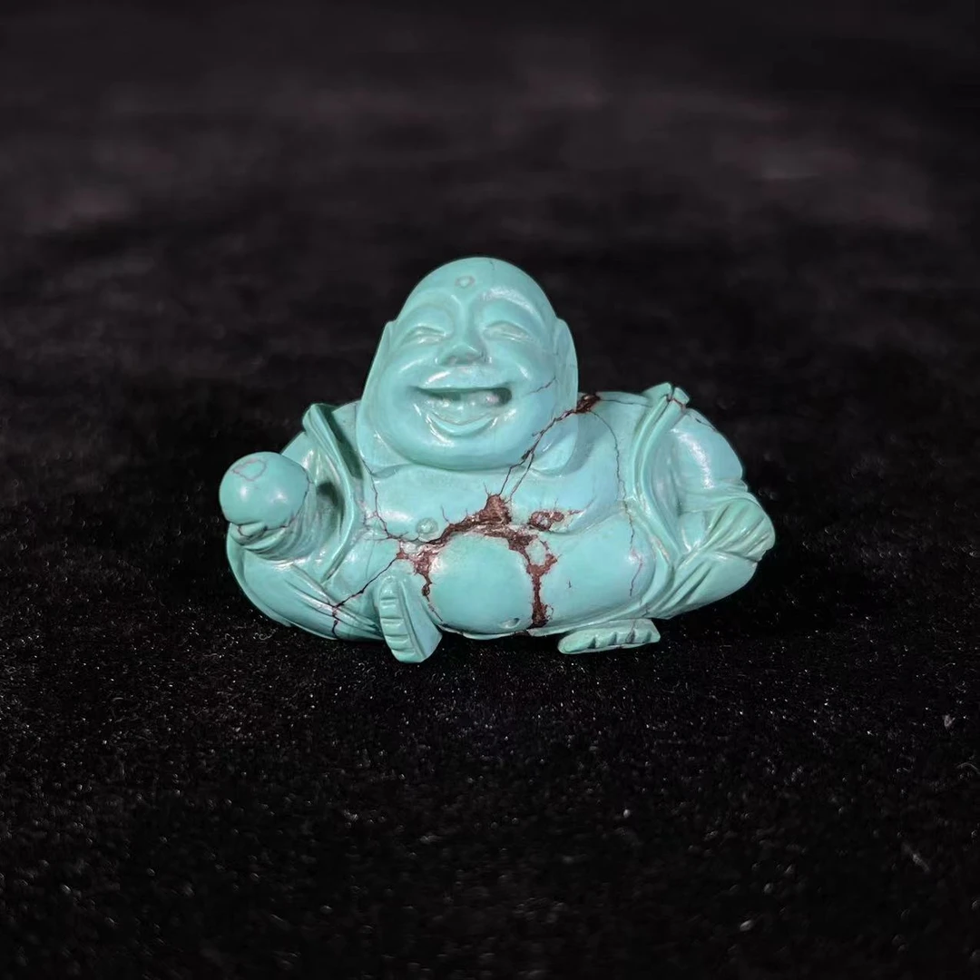 Lot1:  绿松石雕弥勒摆件L：49.6mm/41.8g