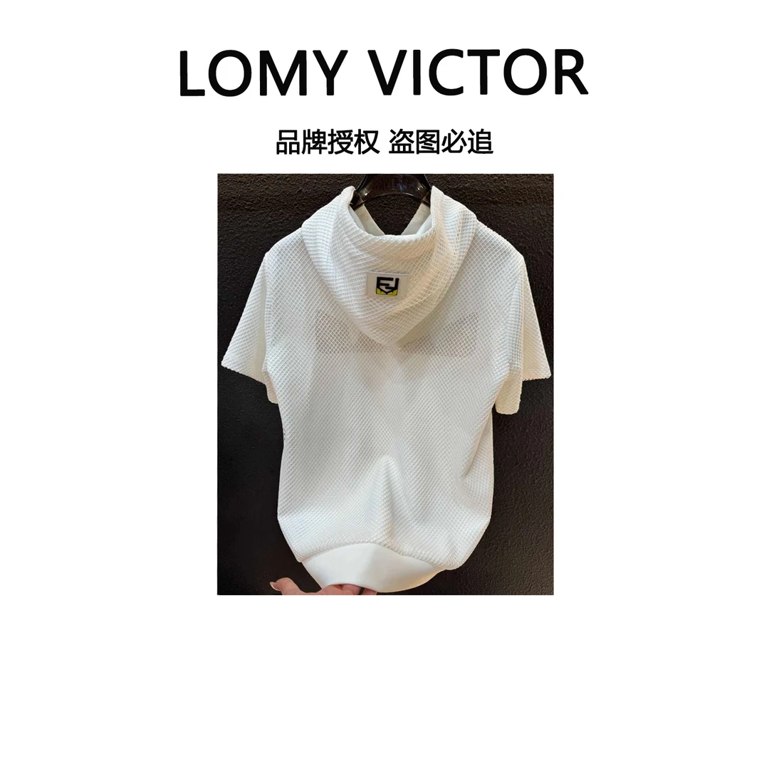 【ZB-25005】欧货高定轻奢宽松休闲连帽短袖