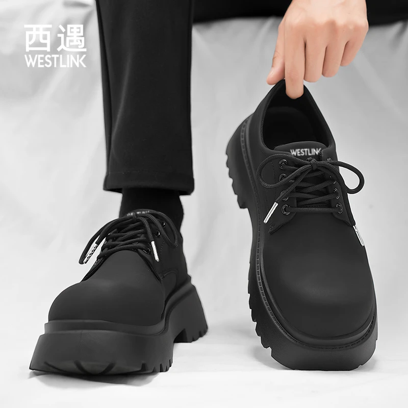Westlink/西遇【抖音双11】大头德比鞋秋季新款男生休闲皮鞋