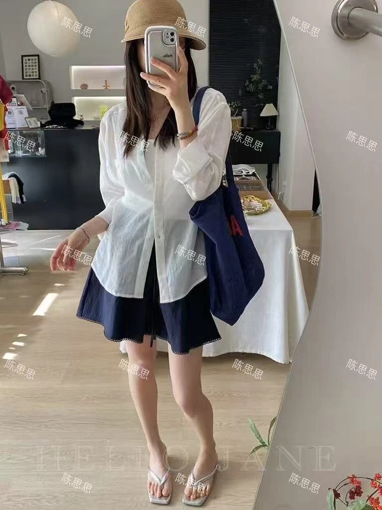 【短裤白色夏季】陈思思时尚休闲百搭薄款短裤