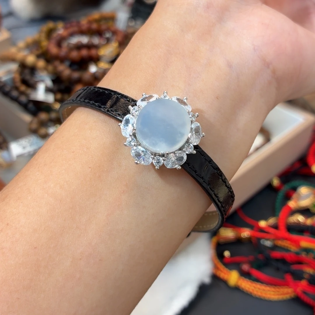 翡翠银S925镶嵌颈饰手表