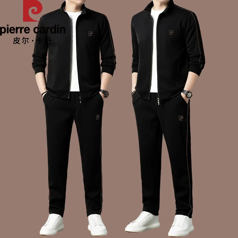 【皮尔卡丹国际大牌】春秋2025新款时尚男士休闲运动套装立领男装