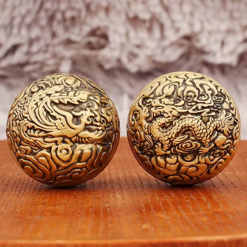 黄铜实心手球核桃龙凤呈祥健身球解压盘玩乐趣锻炼手指按摩养身