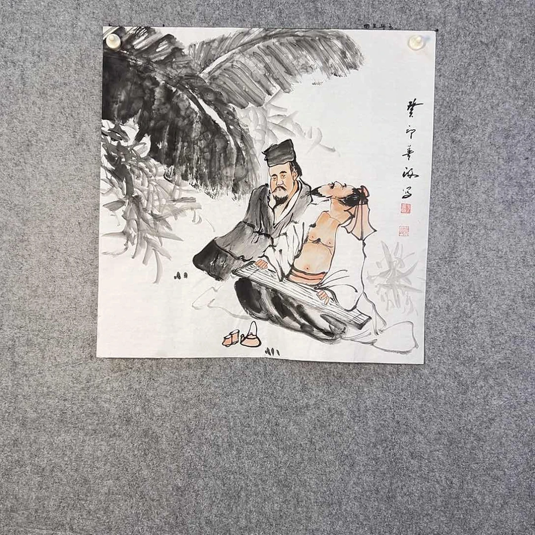 国画636 花鸟是在花间集和花盆的