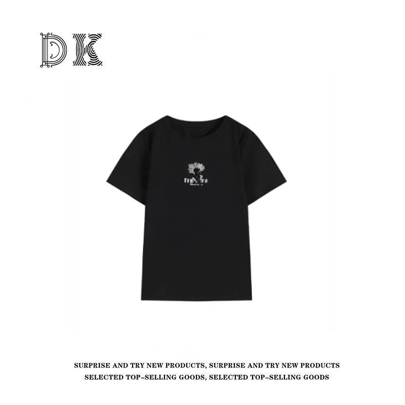 DK 2025夏季女装 时尚休闲亮片装饰印花字母圆领短袖T恤 68878