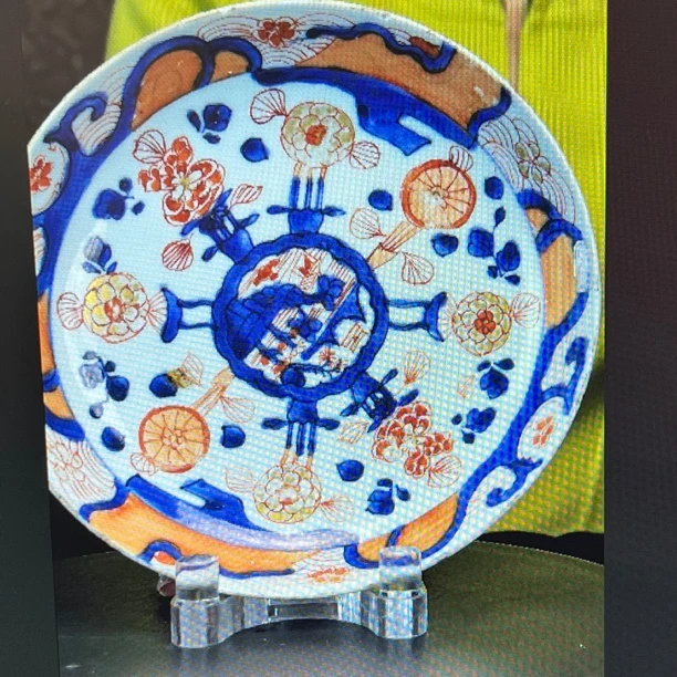 8111 清青花矾红赏盘