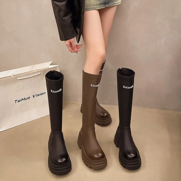 【楚楚君】靴子长筒靴 2025 秋季新款厚底百搭不过膝长筒靴