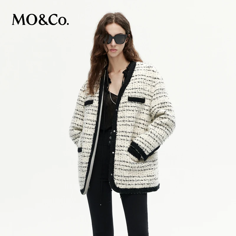 【诗语专属】MOCO冬重工编织宽松小香风羽绒服MBC4EIN035