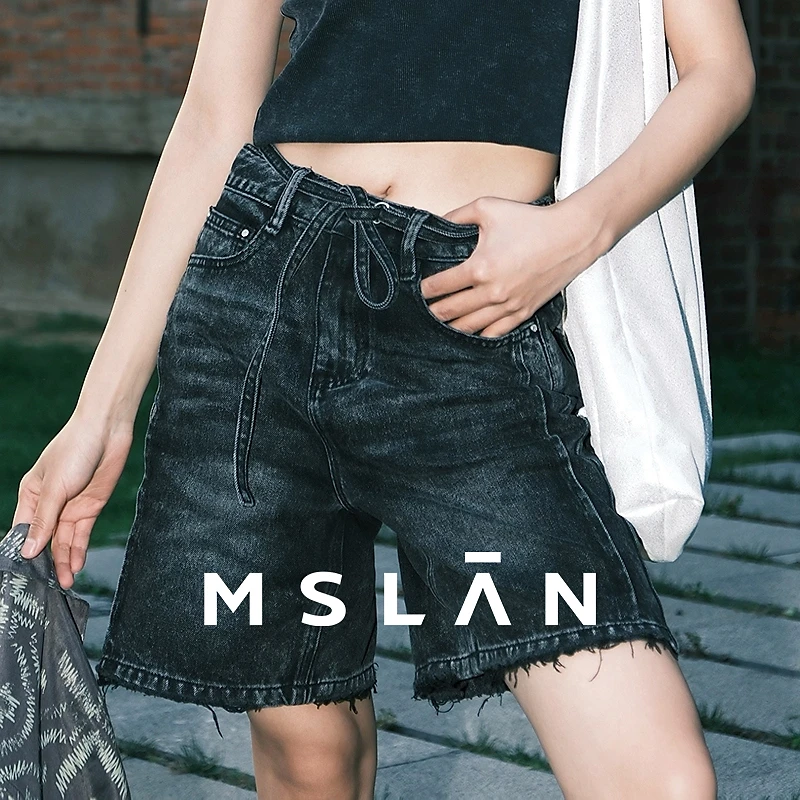 MSLAN商场同款新款舒适干爽毛边设计牛仔短裤MGBK344