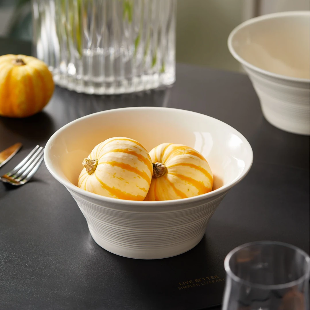 流光8英寸面碗家用简约喇叭碗泡面碗汤碗2025新款网红陶瓷菜碗