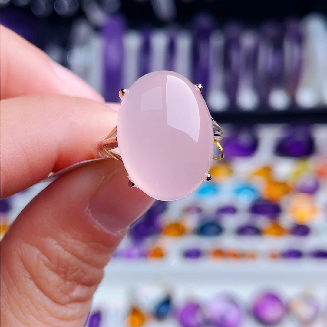 银S925镶嵌戒指芙蓉石天然保真