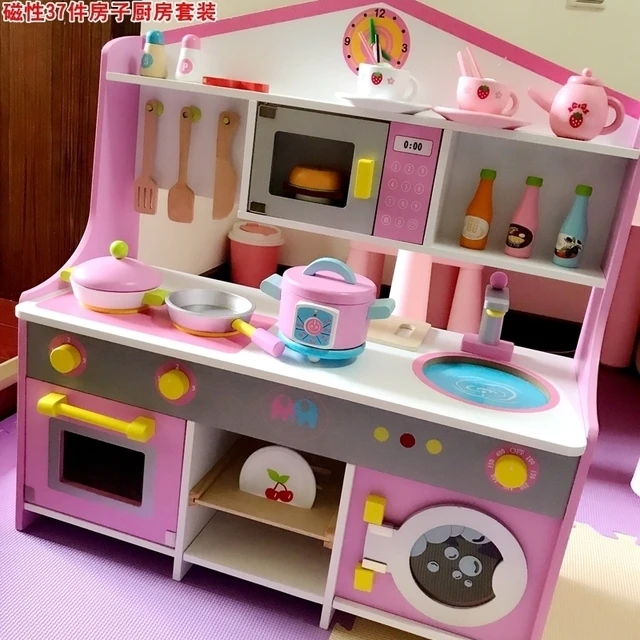 木质厨房玩具灶台男女孩儿童木制过家家切切迷你做饭宝宝厨具套装