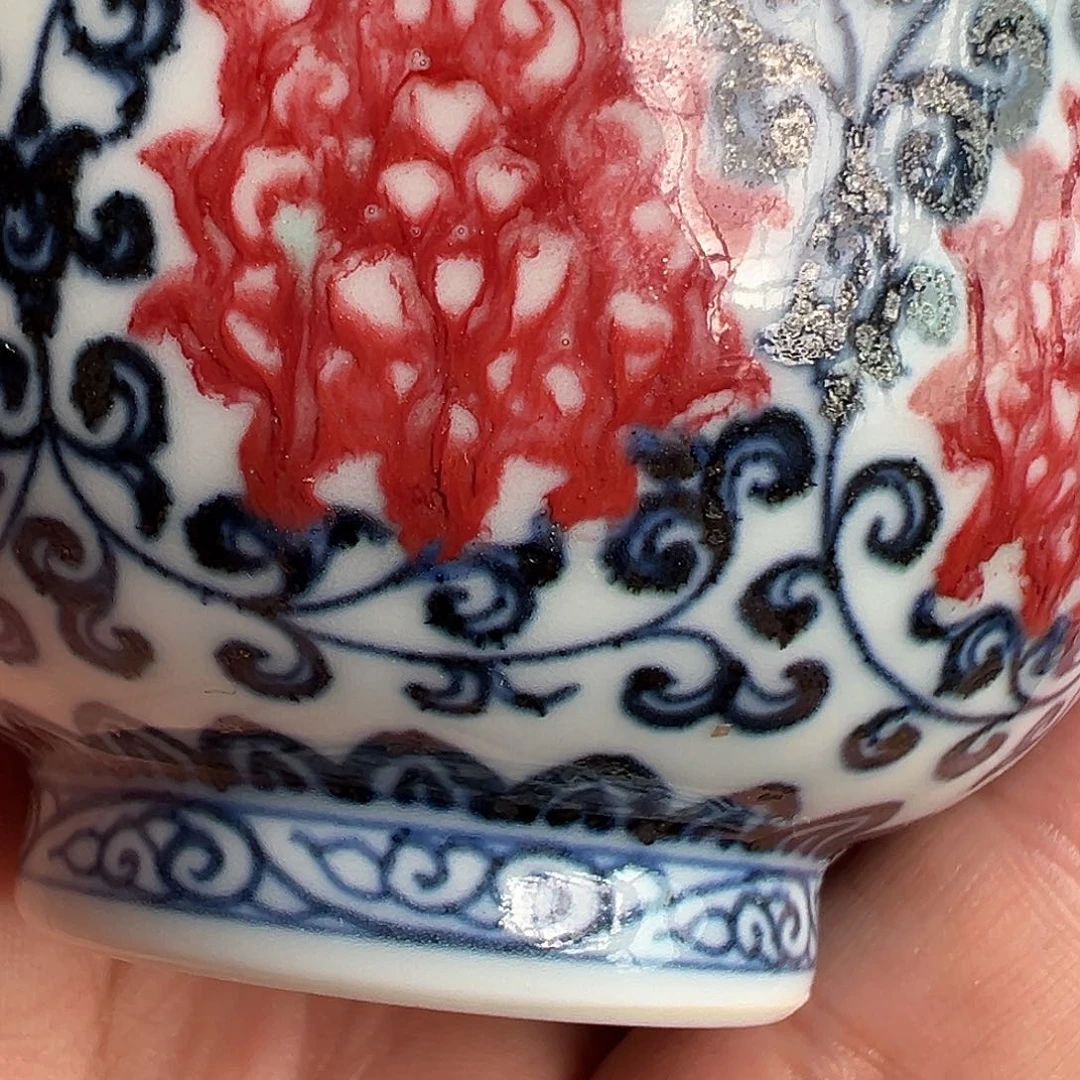 景德镇高温原矿釉里红手绘