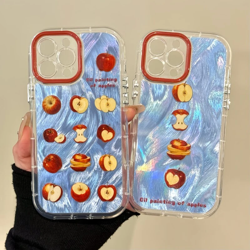 ins风适用苹果16pro泡芙羽纱手机壳iPhone15油画苹果女小众华为60