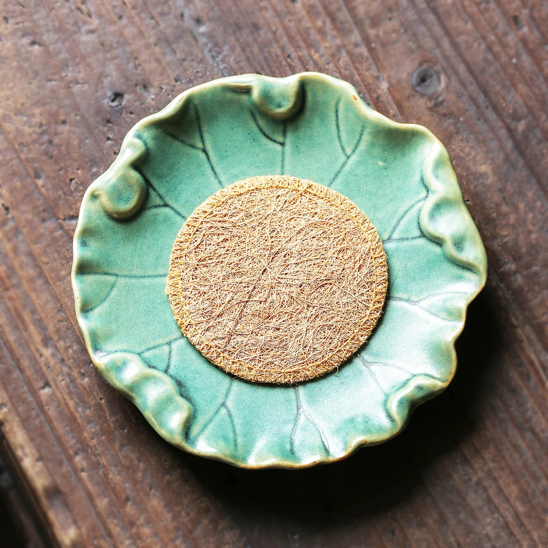 荷叶壶承盘干泡台茶点盘手工茶壶托储水中式小茶盘复古陶瓷盖碗托